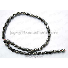 5x8MM Loose Magnetic Hematite Twist Beads 16"